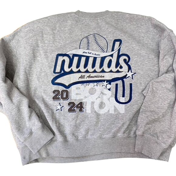 Nuuds 2024 Boston Pop Up Heather Grey Sweatshirt Top Dolman Sleeves Size Large - Picture 5 of 7
